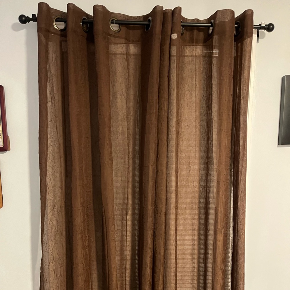 Brown sheer curtains 60” long and 52” wide - 5 individual panels sold together